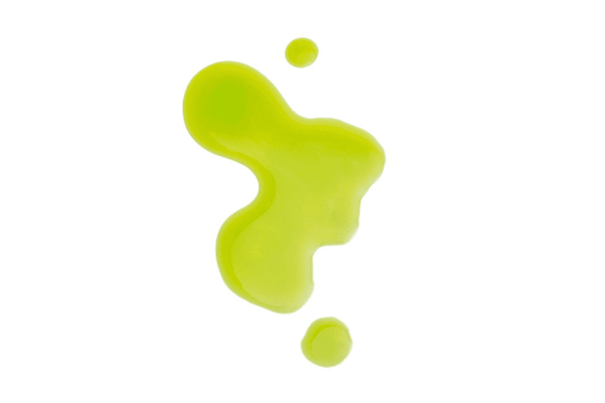 Green liquid on white.